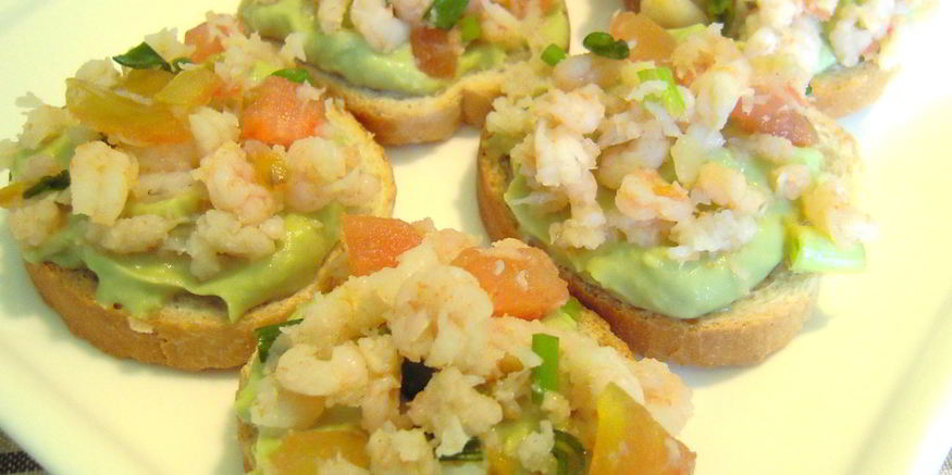 Рецепт брускетты с креветками