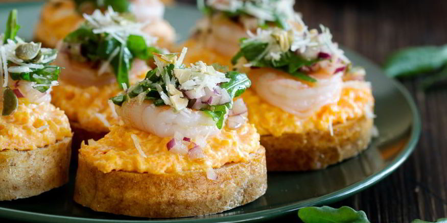 Рецепт брускетт с тыквой и креветками