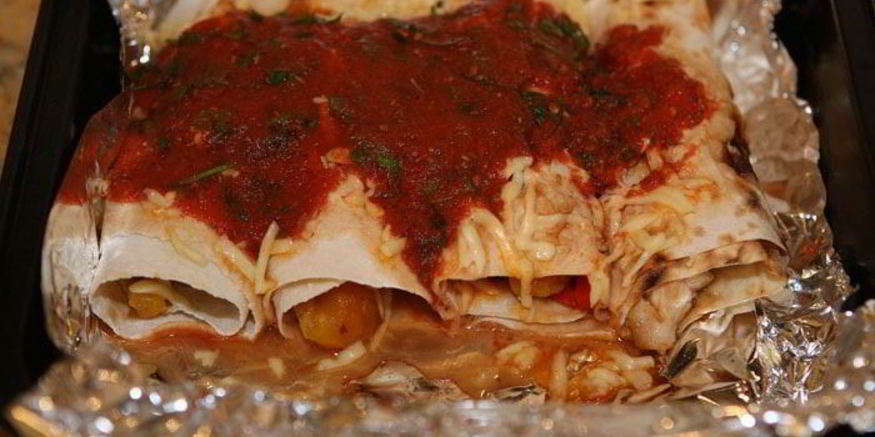 Рецепт буррито с индейкой, помидорами и сыром