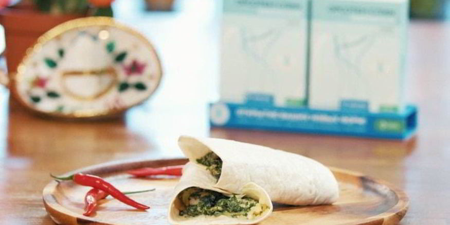 Рецепт диетического буррито с яйцом, шпинатом и грибами