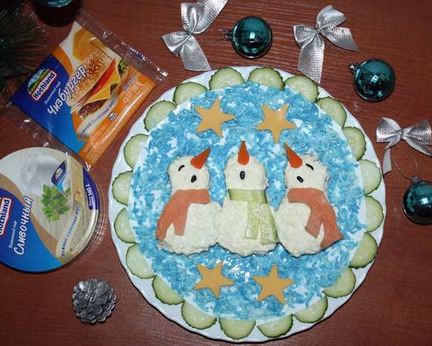 Бутерброды Поющие снеговики в шарфиках