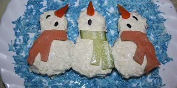 бутерброды поющие снеговики в шарфиках