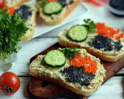 Бутерброды с тунцом и икрой