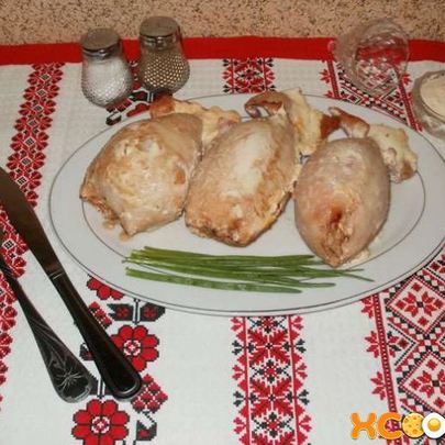 Фаршированные кальмары с рисом и яйцом