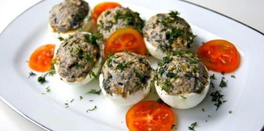 Рецепт фаршированных яиц с грибами