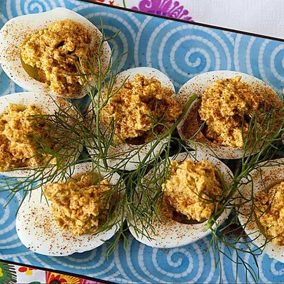 Яйца фаршированные грибами