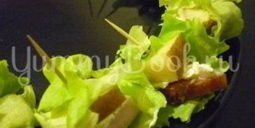 изящные канапе с грушей, ветчиной и сыром