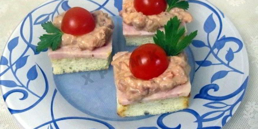 Рецепт канапе делис с ветчиной и фасолью