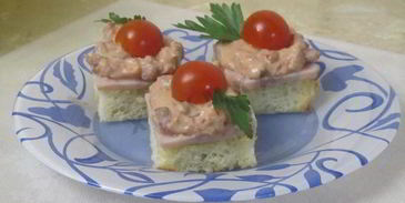 канапе делис с ветчиной и фасолью