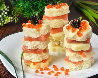 Канапе с копченой семгой Семь слоев