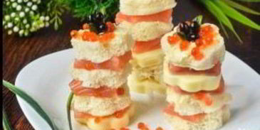 канапе с копченой семгой семь слоев