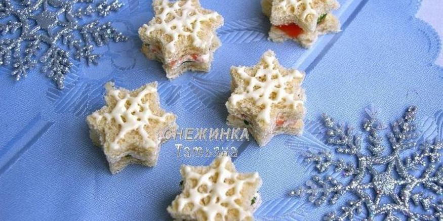 Рецепт канапе с красной рыбой снежинки