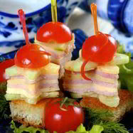 Рецепт Канапе с ветчиной и сыром