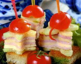 Канапе с ветчиной и сыром