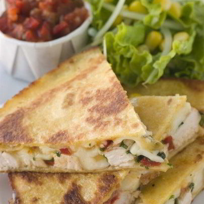 Кесадилья с курицей и баклажанами