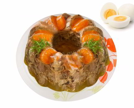 Холодец из куриных лапок с говядиной