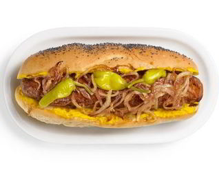 Хот-дог с жареным луком