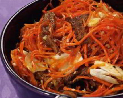 Корейская морковь с мясом