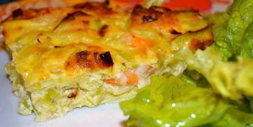 фриттата с креветками и луком пореем