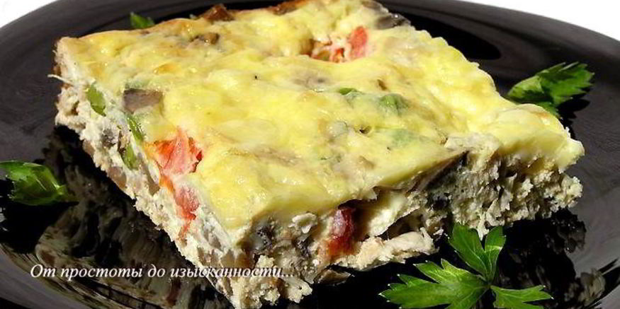 Рецепт фриттаты с курицей, грибами и зеленым горошком