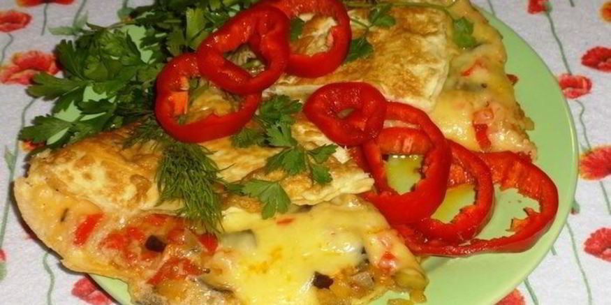 Рецепт омлета с баклажаном и помидорами