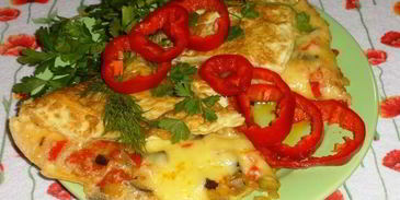 омлет с баклажаном и помидорами