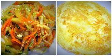 омусоба — японский омлет с овощами, лапшой и соусом тонкацу