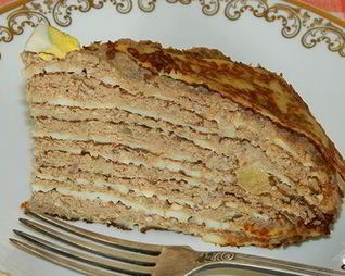 Блинный торт с печенью