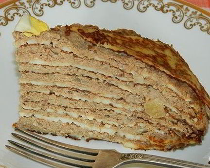 Блинный торт с печенью