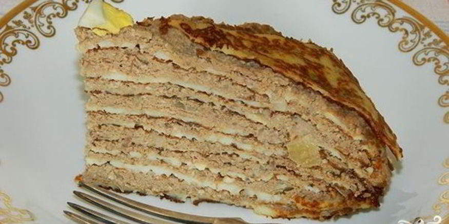 Рецепт блинного торта с печенью