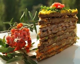 Печеночный торт с блинами