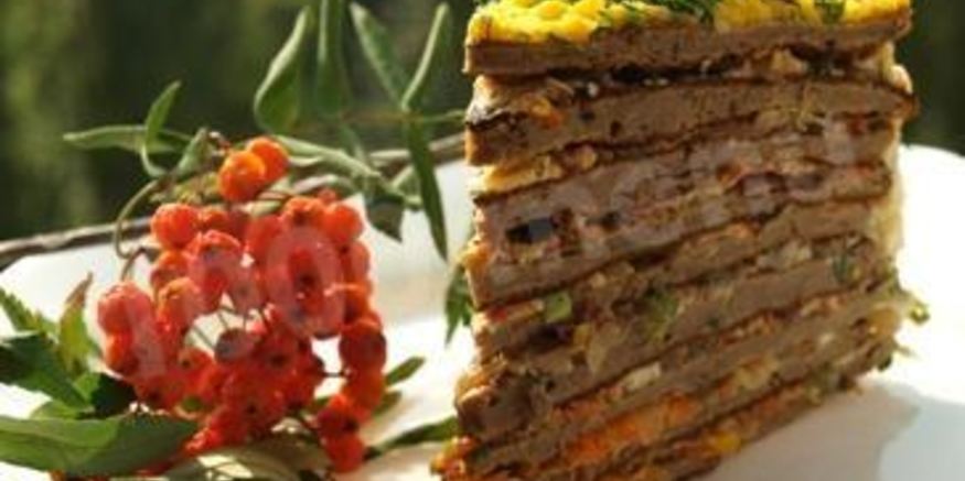 Рецепт печеночного торта с блинами