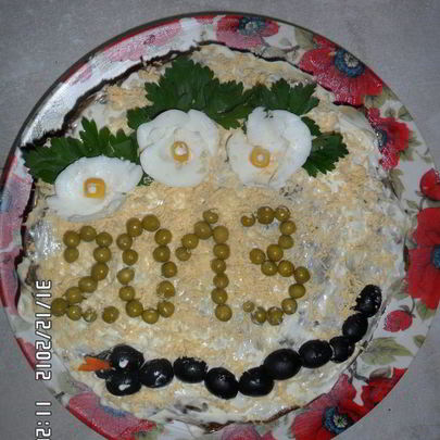 Печеночный торт с корейской морковью