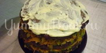 печеночный торт с зеленью и помидорами