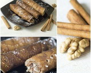 Ароматные ролл-блинчики с ореховой начинкой