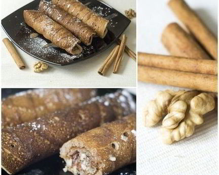 Ароматные ролл-блинчики с ореховой начинкой