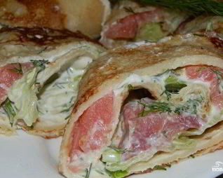 Блинные роллы с семгой