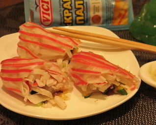 Роллы Полосатики с крабовыми палочками