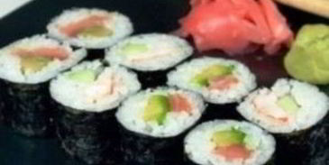 роллы с авокадо, лососем и огурцом