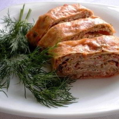 Горячий рулет из лаваша с начинкой
