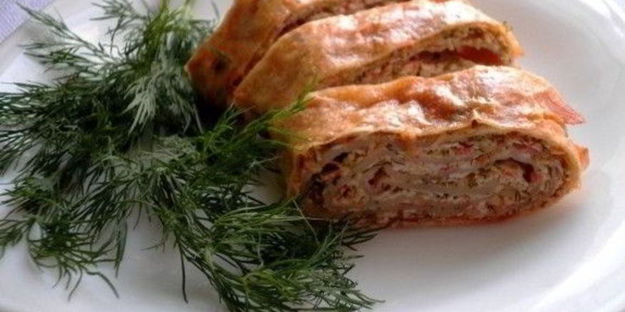 Рецепт горячего рулета из лаваша с начинкой