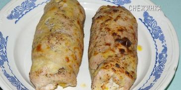 корзиночки со сливочно-сырным кремом и куриным рулетиком