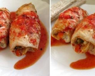 Куриные рулетики с овощами