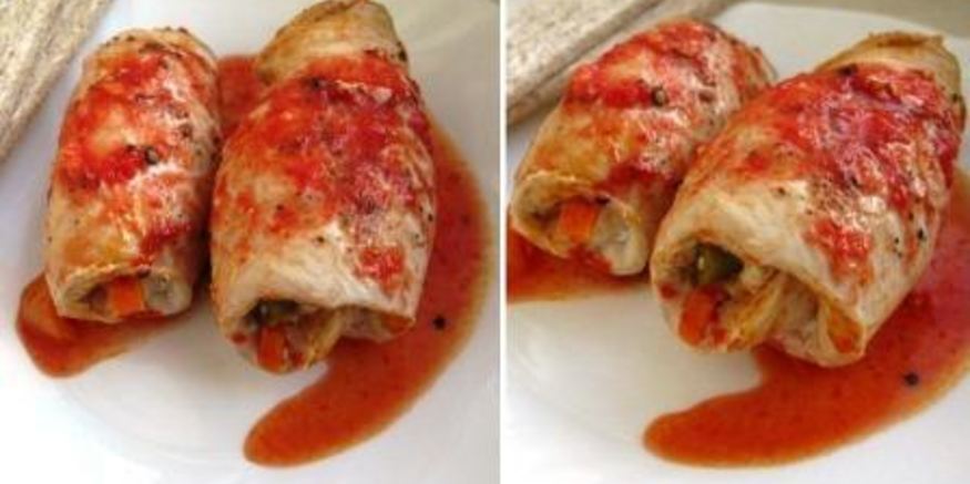 Рецепт куриных рулетиков с овощами