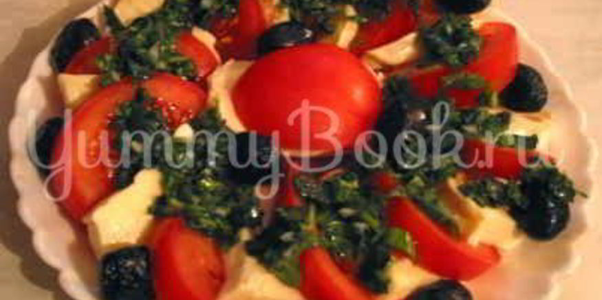 Рецепт помидоров и рулетики из ветчины