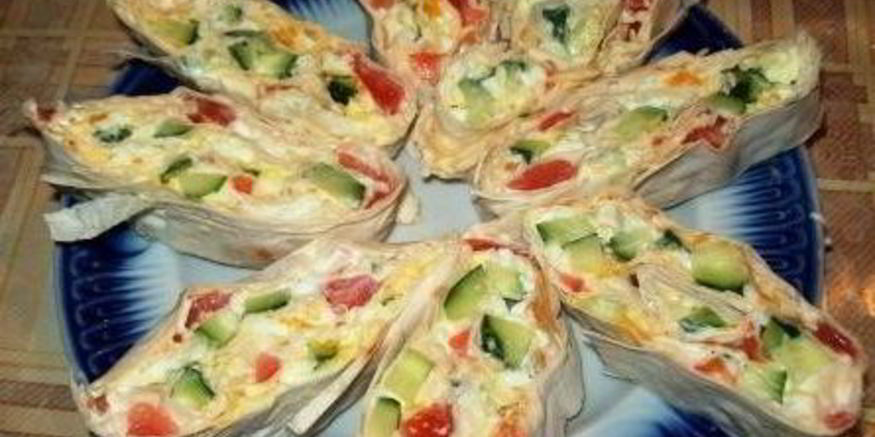 Рецепт рулета из лаваша с овощами