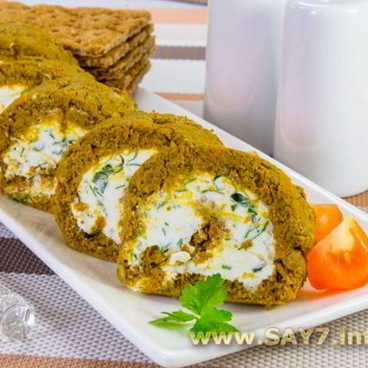 Рулет из печени с творожным сыром