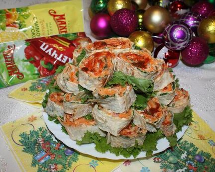 Рулеты с морковью по-корейски