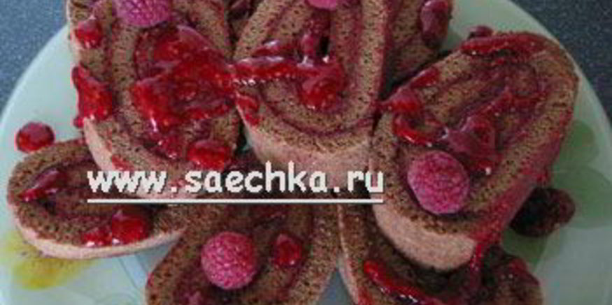 Рецепт шоколадного рулета с малиной