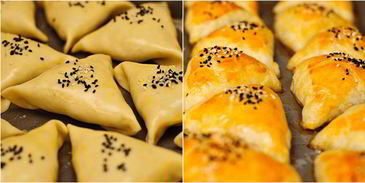 домашняя самса из слоеного теста